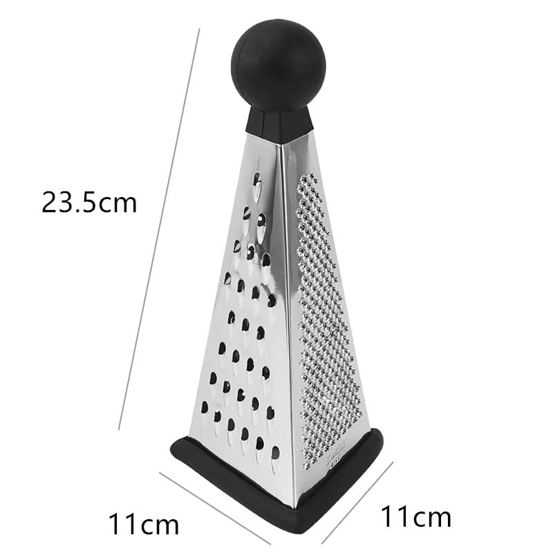 Multifunctional 3-Sided Triangle Kitchen Grater with Rubber BaseMultifunctional with Ergonomic Handle for Fruits, Vegetables, Cheese, and Garlic