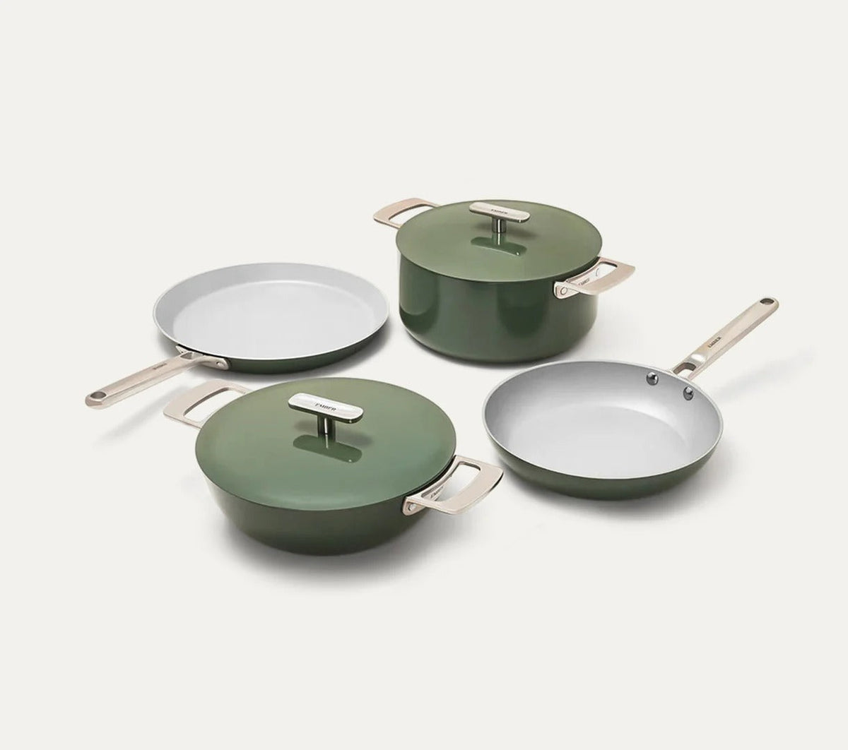 Complete Cookware Set of 4 Stainless Steel Handle Coorg Green