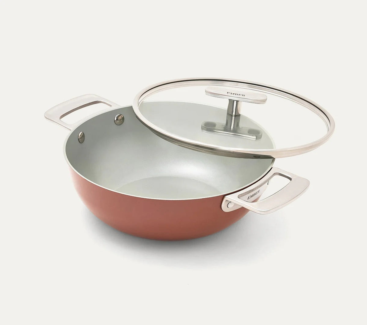 Kadai 24 cm Florence Collection Stainless Steel Handle Ceramic Non-Stick Jaipur Terracotta Glass Lid