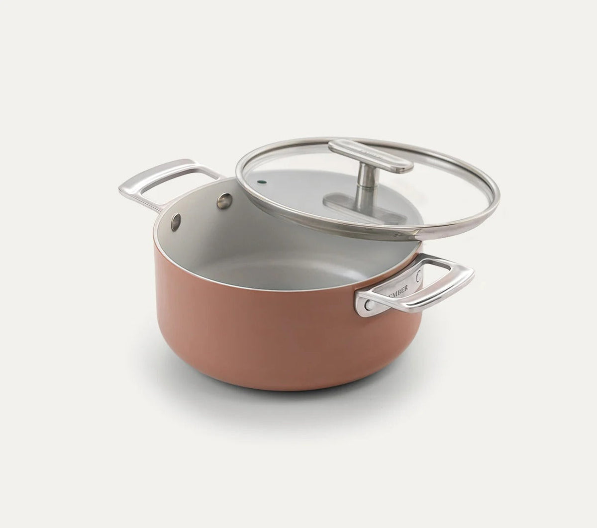 Mini Dutch Oven 20 cm with Glass Lid Stainless Steel Handle Ceramic Non-Stick