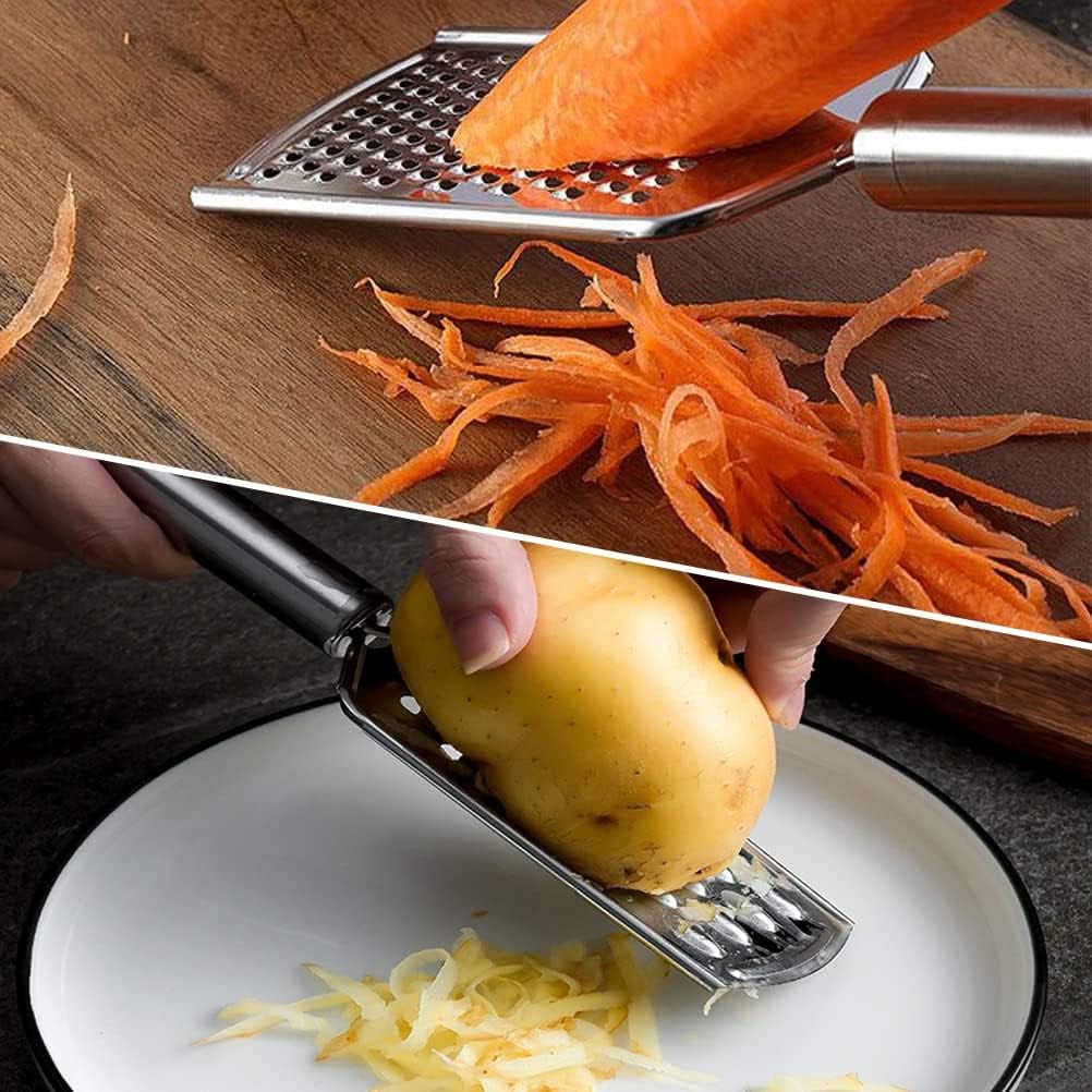 2-Piece Kitchen Grater Set – Razor-Sharp Stainless Steel Blades for Cheese, Chocolate, Carrot, Ginger, and Nuts