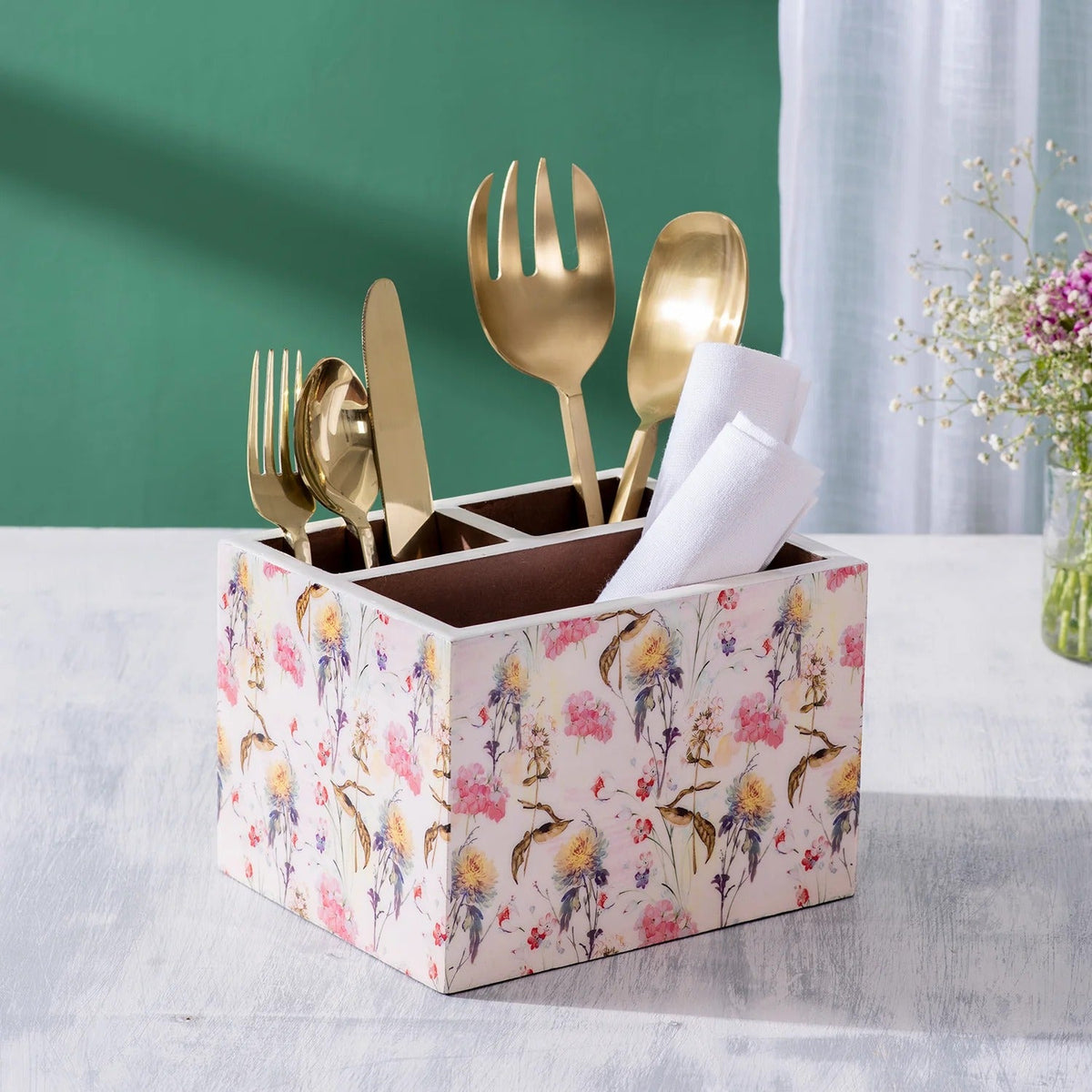 MDF Enamel Cutlery Holder Printed Large
