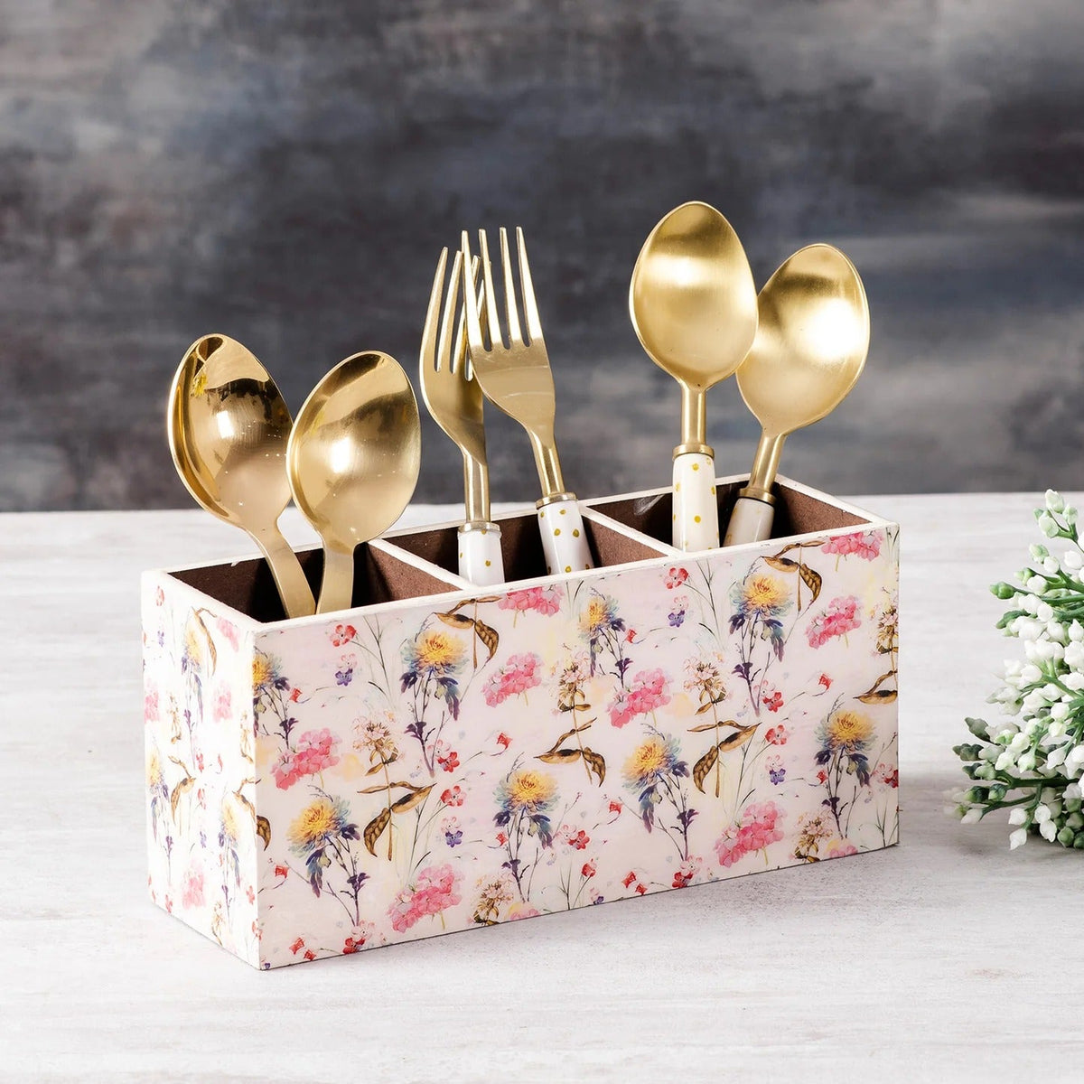 MDF Enamel Spoon Stand Pink Printed