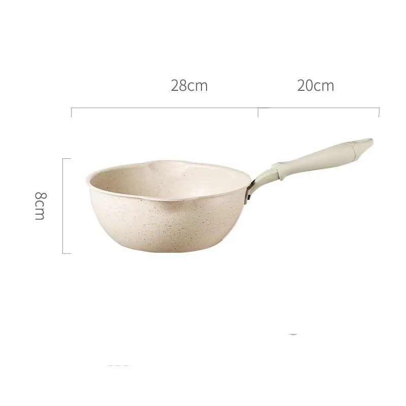 Non-Stick Deep Wok Frying Pan – 28cm Beige Aluminum, Durable for Gas and Induction Stoves, Perfect for Multiple Cooking Styles.