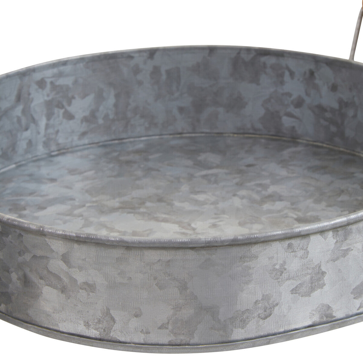 Galvanised Steel Round Tray with Wood Handles