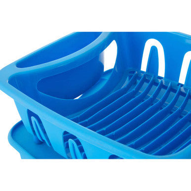 Blue Plastic Dish Drainer with Removable Tray