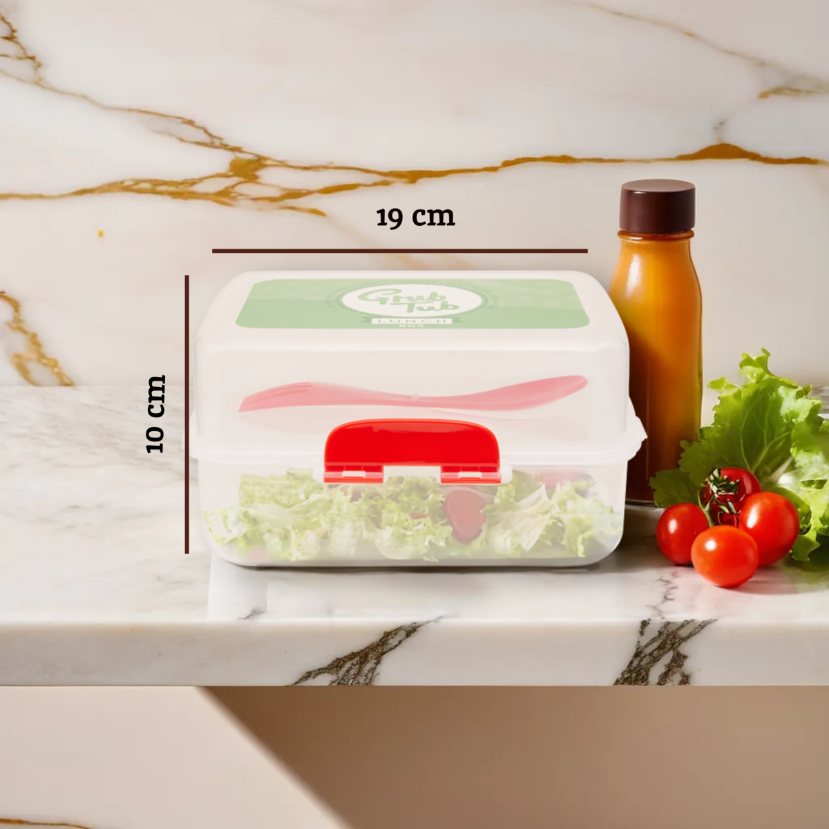 Clear 3 Compartment Lunch Box with Spork