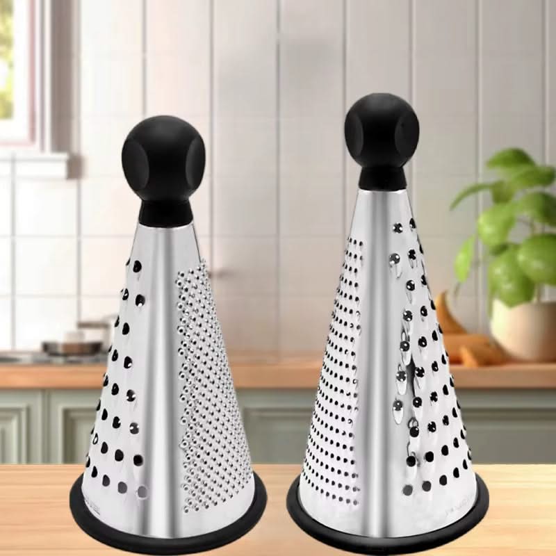 Multi-functional Cone-Shaped Grater with Plastic Handle – Ideal for Cheese, Vegetables, and Fruits in the Kitchen (Black)