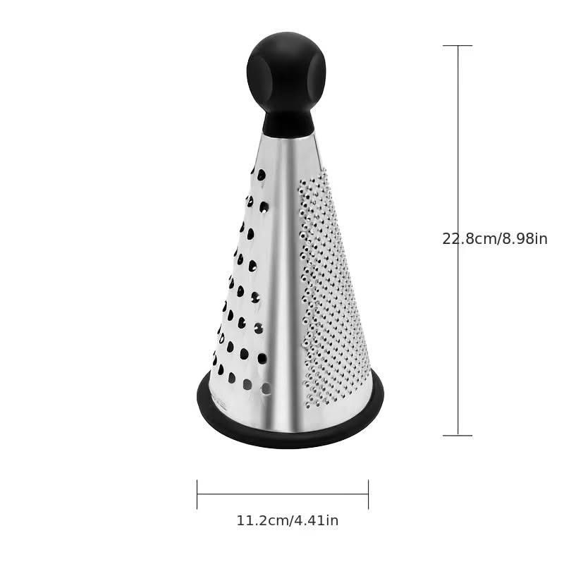 Multi-functional Cone-Shaped Grater with Plastic Handle – Ideal for Cheese, Vegetables, and Fruits in the Kitchen (Black)