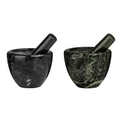 Black Marble Bowl Shaped Mortar and Pestle Set