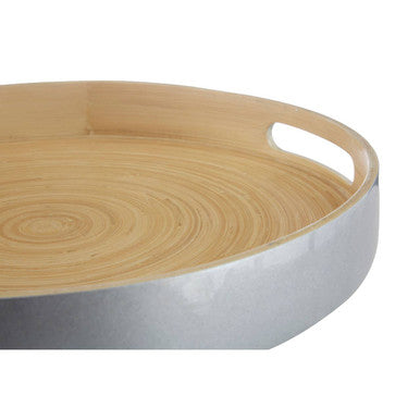 Large Silver Serving Tray with Side Handles