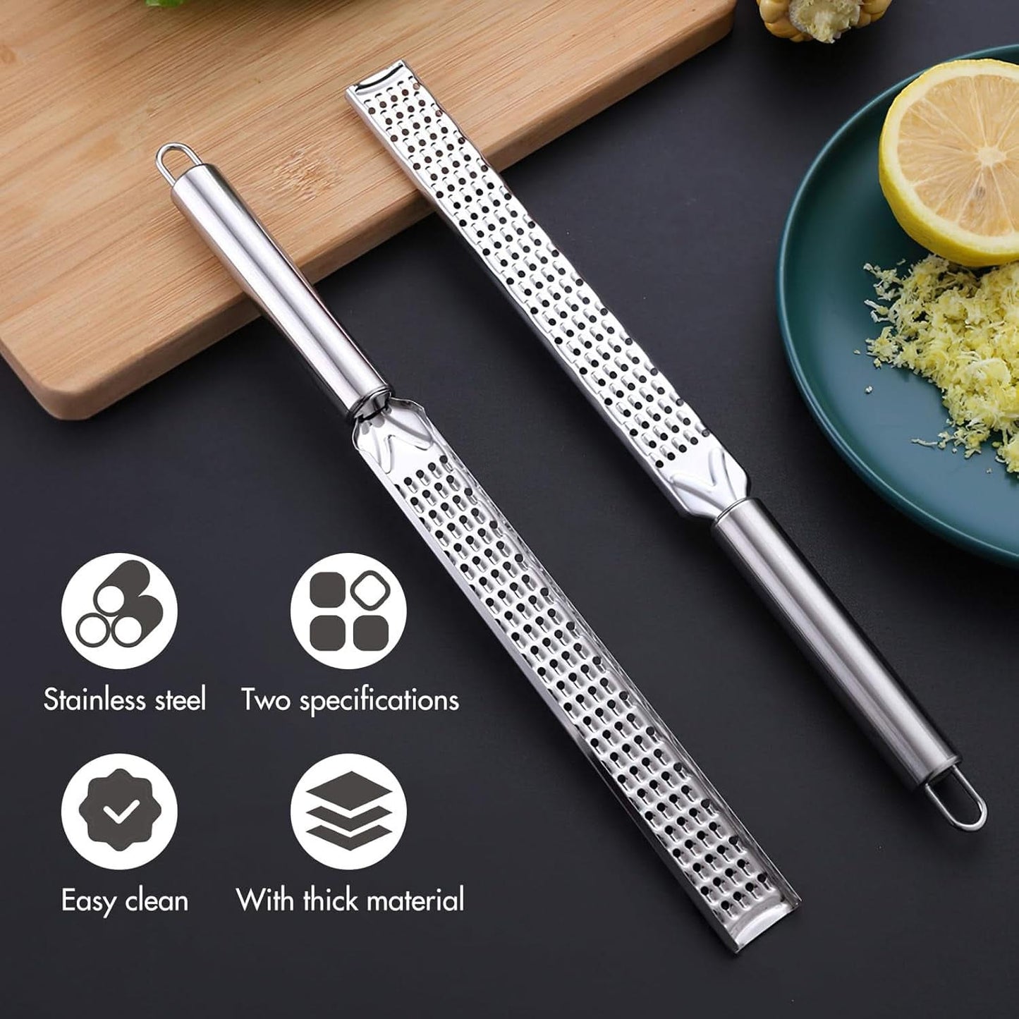 Stainless Steel Cheese Grater with Long Handle & Hanging Hole – Multipurpose Kitchen Gadget for Cheese, Chocolate, Carrot, Ginger, and Parmesan