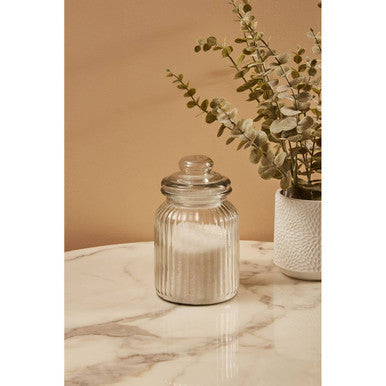 Clear Glass Ribbed Storage Jar 1000ml