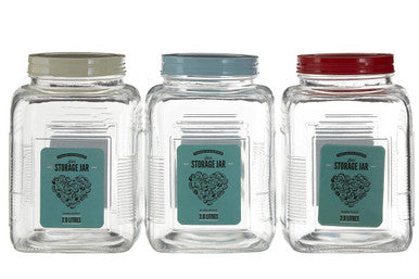 Assorted Square Clear Glass Large Storage Jar