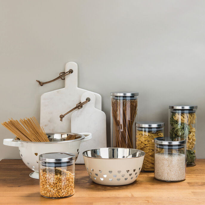 Glass Storage Jar with Silver Lid 990ml