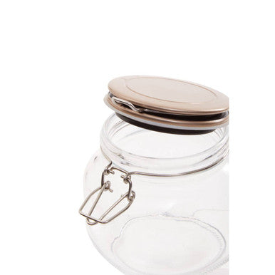Square 800ml Glass Jar with Pale Gold Lid