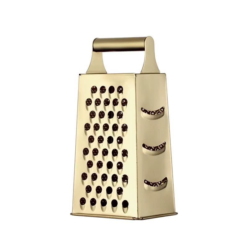 4-Sided Rectangular Stainless Steel Kitchen Grater & Zester with Handle – Versatile Food Shredder for Cheese, Potatoes, Vegetables, and More (Available in Gold, Orange, Rose Gold, Rainbow, Champagne Gold and Silver)