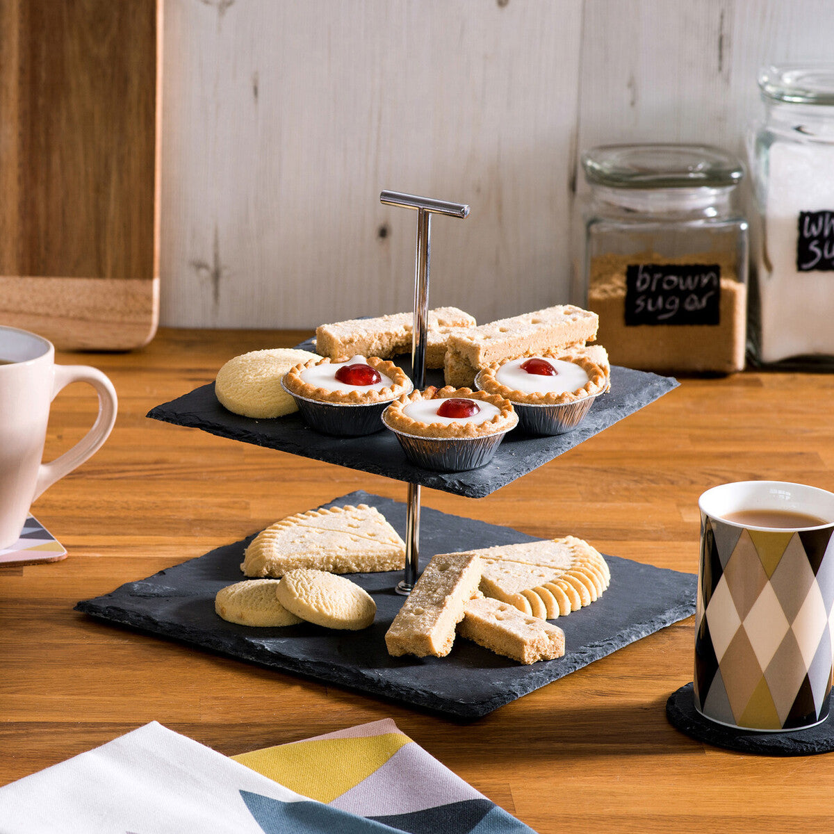 2 Tier Square Slate Cake Stand