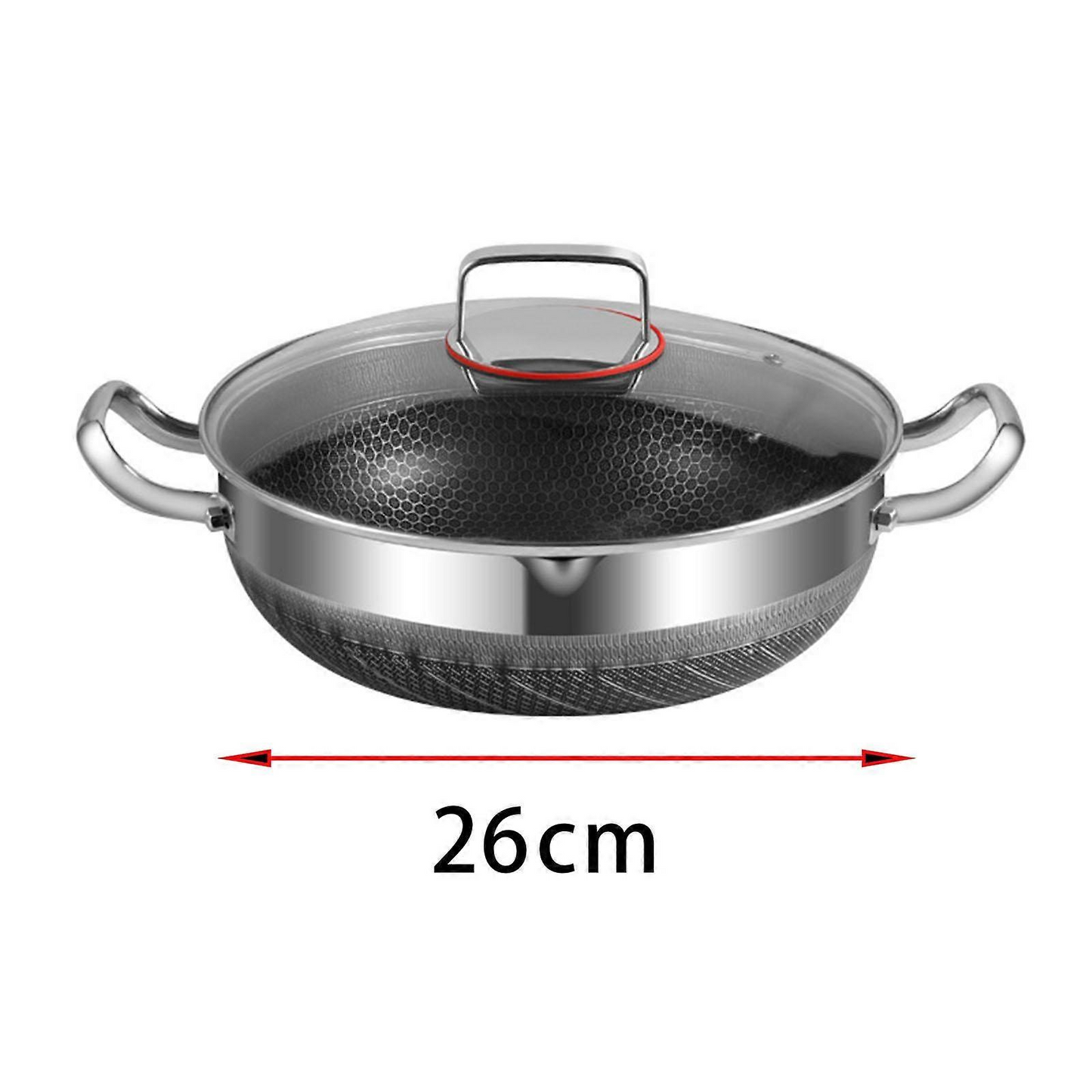 Honeycomb Stainless Steel Frying Pan & Soup Pot with Lid – Non-Stick Deep Cooking Pot for Frying, Stewing, Soup, Stock & Daily Cooking – For Gas & Induction – Available in 26cm, 28cm, 30cm