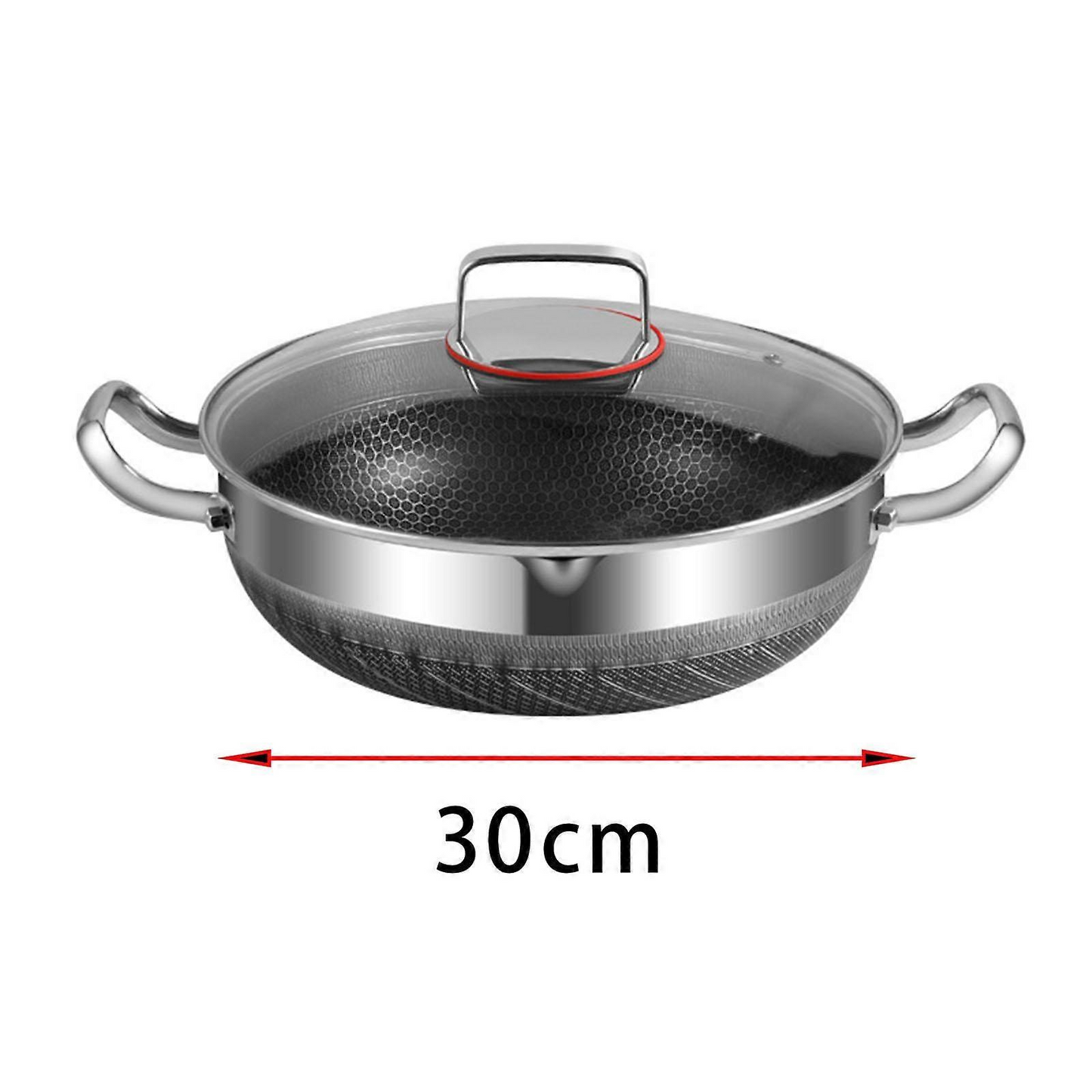 Honeycomb Stainless Steel Frying Pan & Soup Pot with Lid – Non-Stick Deep Cooking Pot for Frying, Stewing, Soup, Stock & Daily Cooking – For Gas & Induction – Available in 26cm, 28cm, 30cm