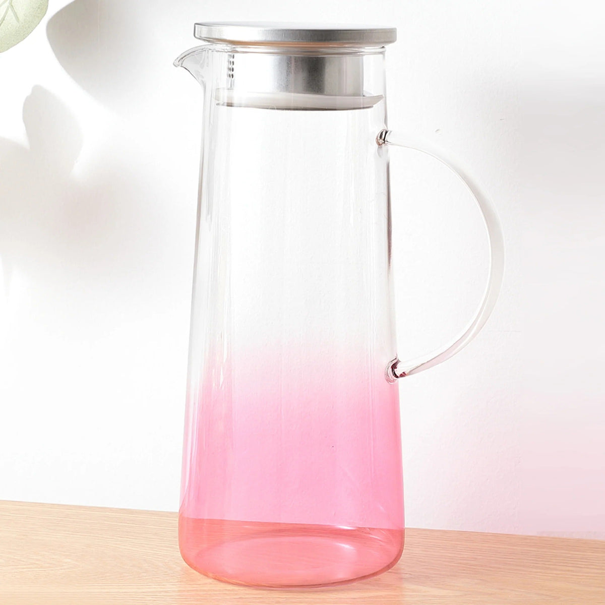 Premium Borosilicate Glass Jug 970 ml Pink SS Lid