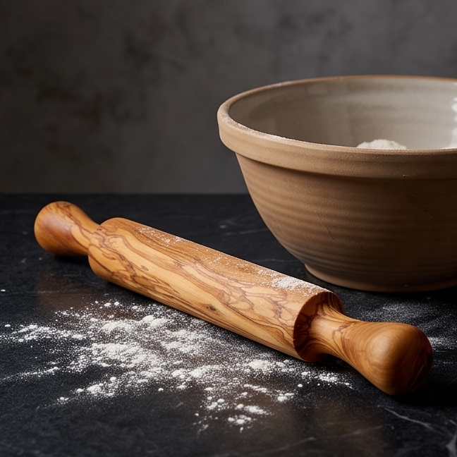 Olive Wood Professional Rolling Pin | Traditional Hardwood Pastry Dough Roller