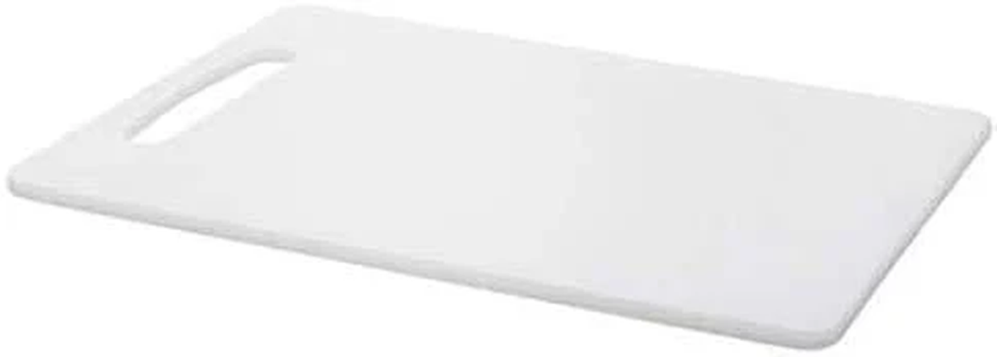 Thick Plastic Chopping Board, White Plastic Cutting Board, Juice Grooves, Non Porous, Easy Grip Handle, Non Slip Food Preparation Best for Chef, Kitchen and Professional Use (40.5X25)