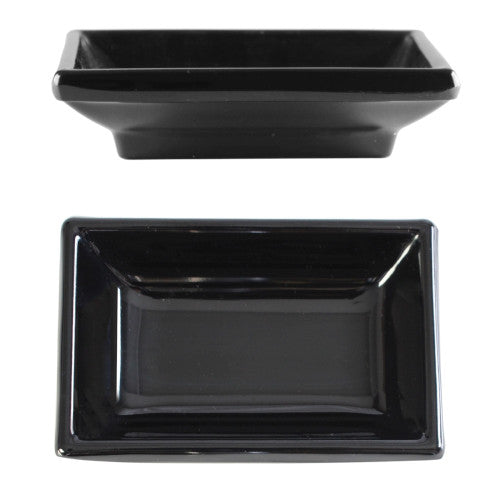 Classic Rectangular Melamine Sauce Dish 95mm x 65mm - Pack of 12 - Black
