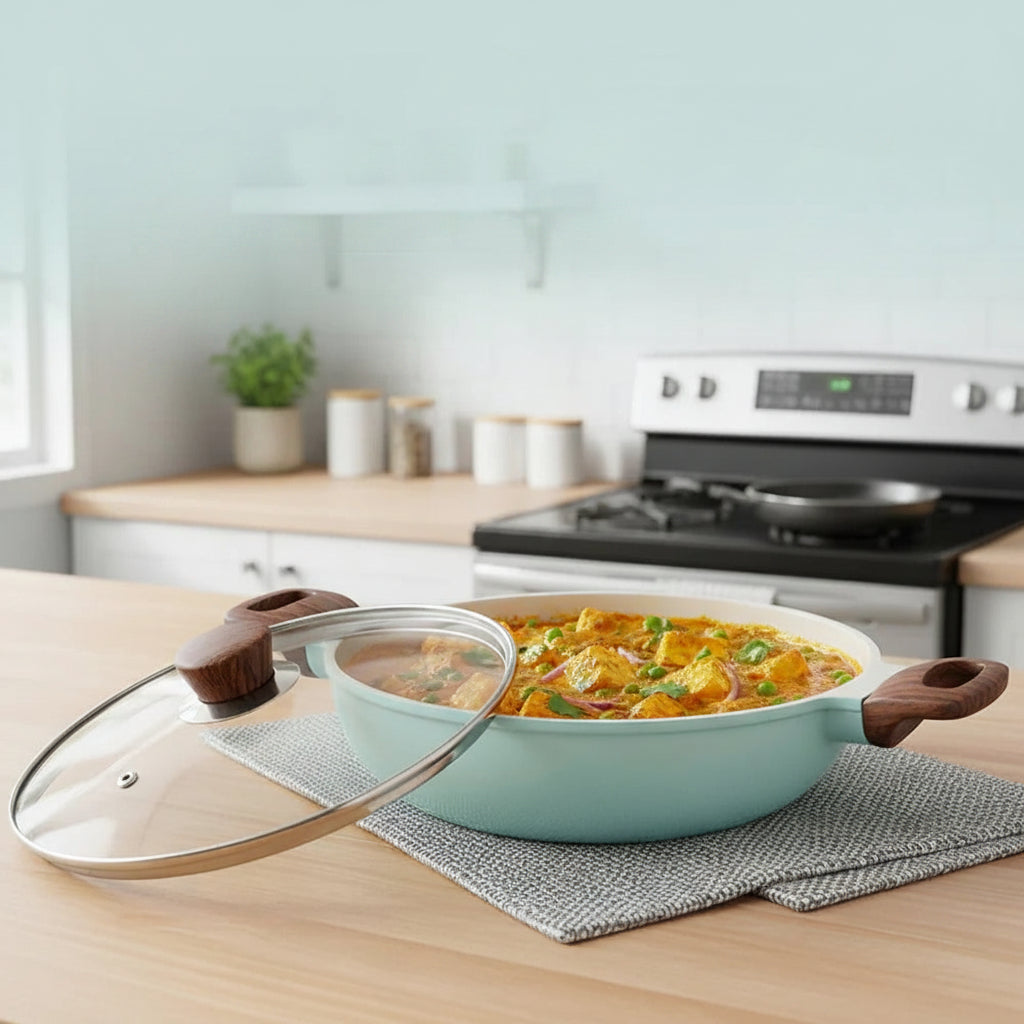 Deep Kadai CeraGreen Ceramic Non-Stick Induction Friendly