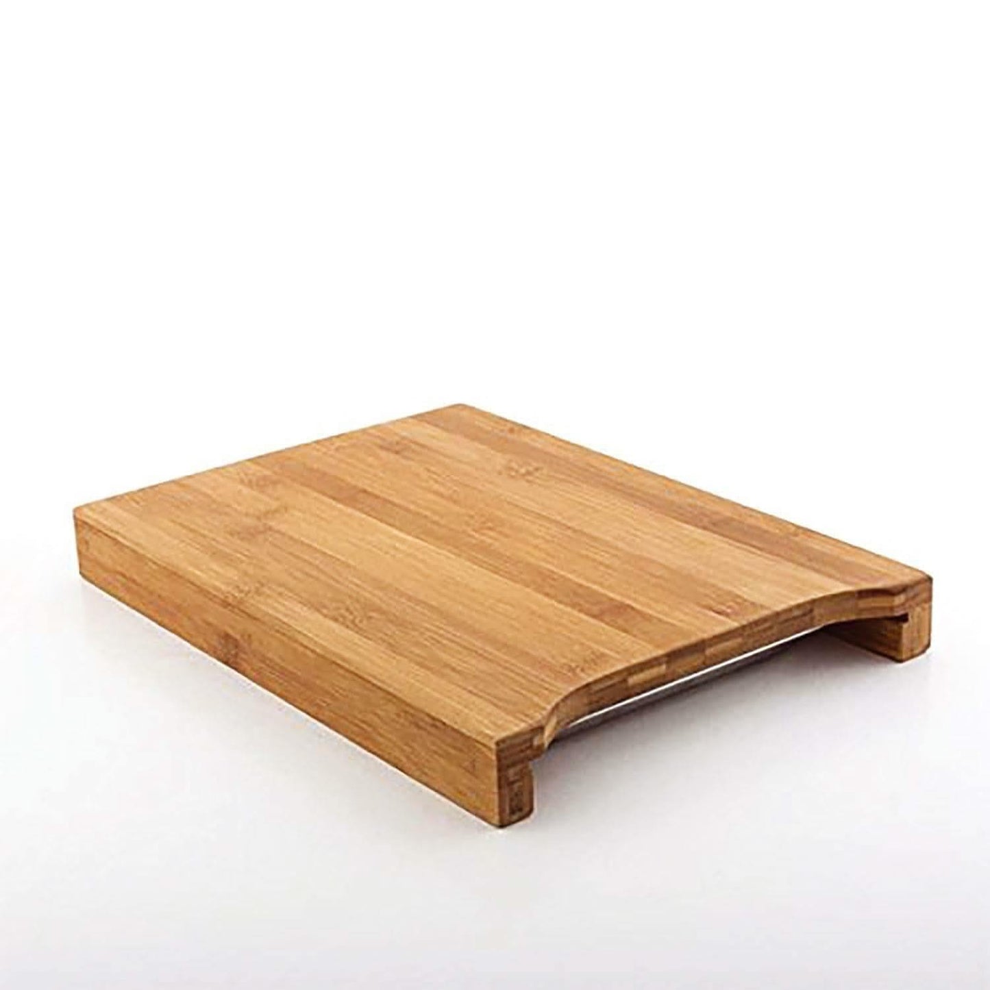 Wooden Bamboo Chopping Board with Sliding Stainless Steel Tray – Durable Cutting and Slicing Surface for Everyday Kitchen Use