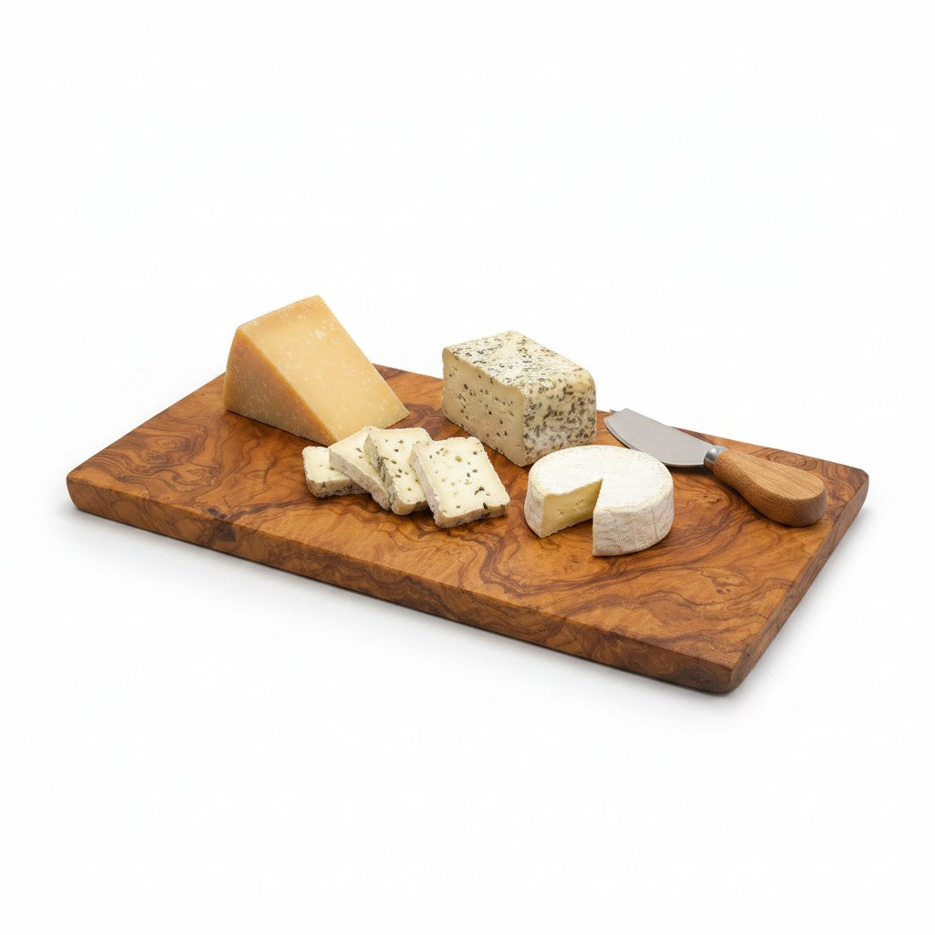 Handmade Olive Wood Rectangular Cutting Board | Thick Flat Cheese & Grazing Serving Board | Beautiful Natural Grain | 30–40 cm