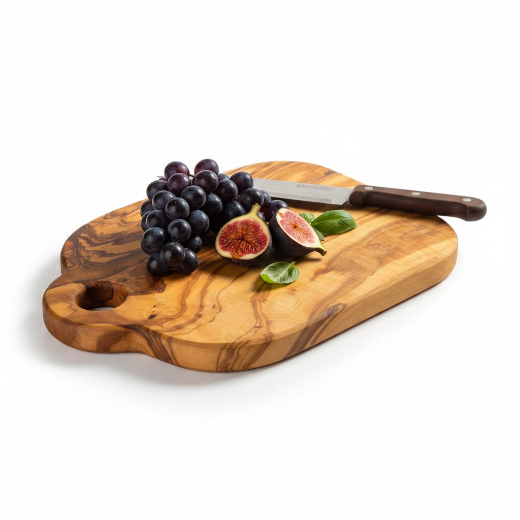 Handmade Olive Wood Mini Serving Board with Handle | Small Cheese & Antipasti Serving Board | Natural Grain | 25 cm