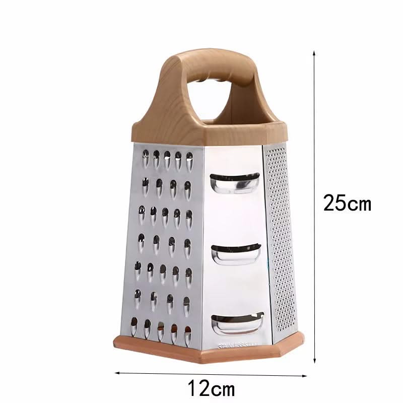 6-in-1 Stainless Steel Box Grater with Handle – Multipurpose All-in-One Shredder for Cheese, Vegetables, and More, Ideal for Grating, Slicing, and Zesting (Available in 25x12cm and 22x10cm Sizes)