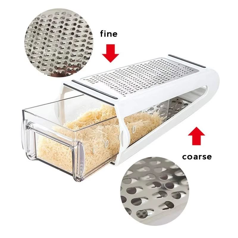 Double-Sided Multifunctional Grater with Storage Box—Dual-Sided for Coarse and Fine Grating(White)
