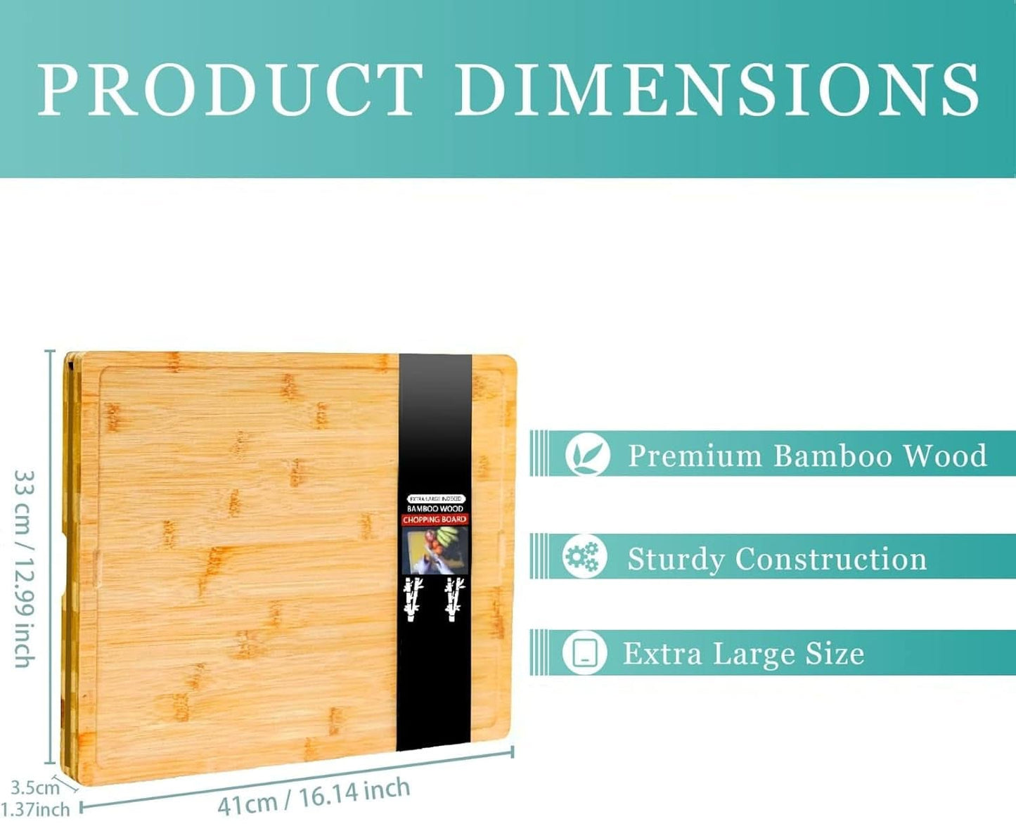 8 in 1 Extra Large Bamboo Wooden Chopping Boards Set with 7 Colour Coded PP Mats (Meat Bread Fish Cheese Dairy) Organic Antibacterial Odour Resistant Dishwasher Safe (42 X 34 X 3.5Cm)