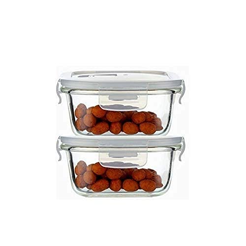 Borosilicate Glass Containers for Kitchen, Storage Box for Kitchen With Air Vent Lid, Set of 2 - 500 ml Each