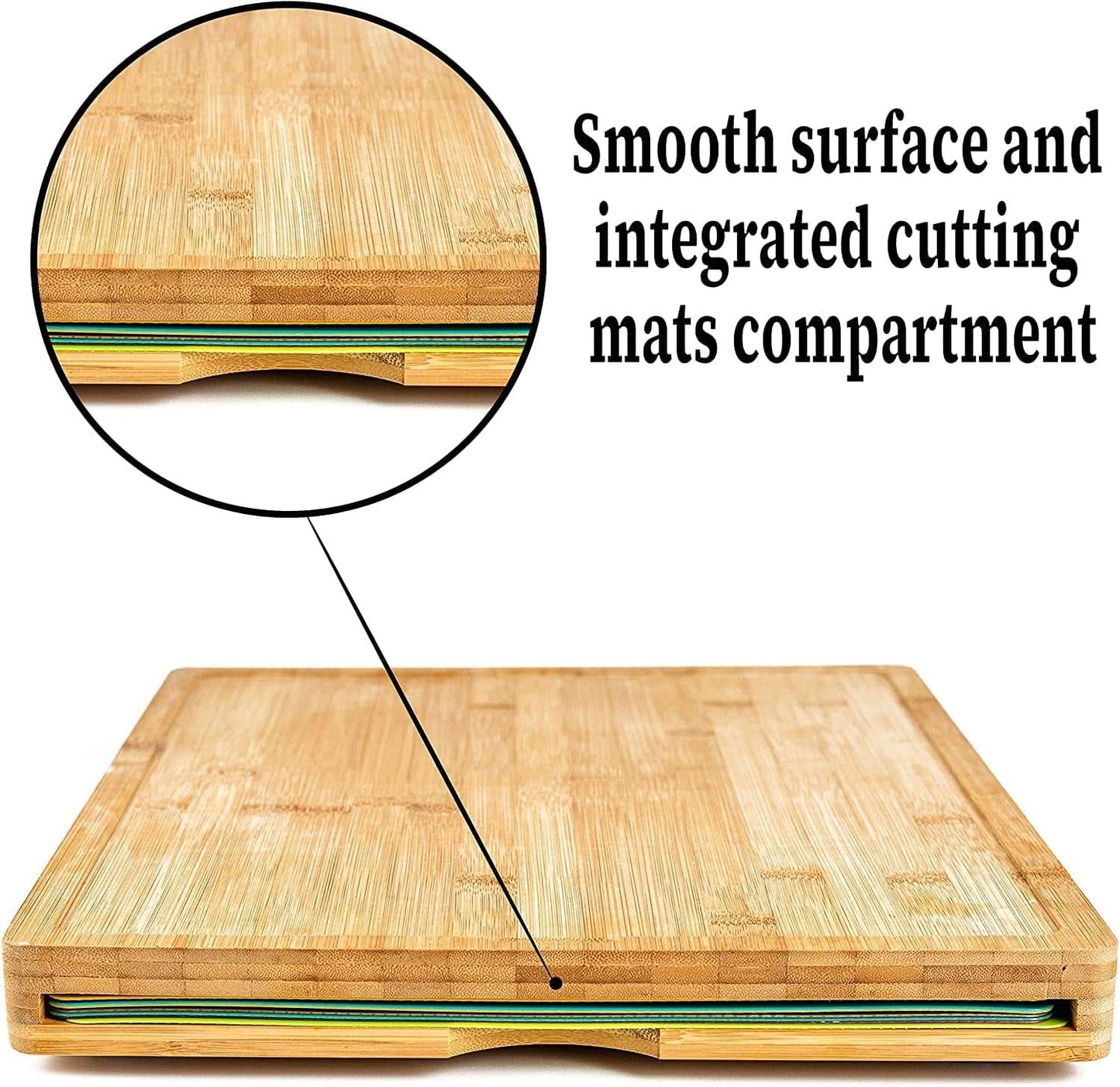 8 in 1 Extra Large Bamboo Wooden Chopping Boards Set with 7 Colour Coded PP Mats (Meat Bread Fish Cheese Dairy) Organic Antibacterial Odour Resistant Dishwasher Safe (42 X 34 X 3.5Cm)