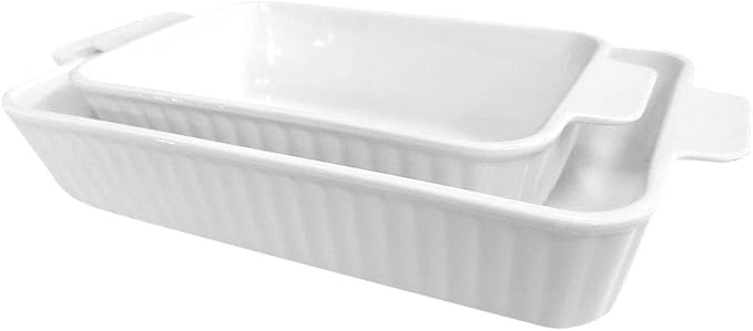 Ceramic Porcelain Oven Dish – Rectangular Oven-Safe Bakeware for Lasagna, Mac & Cheese, and Roasts (Available in Multiple Sizes)