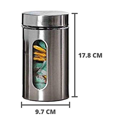 Glass Window Jar for Kitchen Storage Kitchen Storage Jars With Glass Window, 700 ml, 1000 ml, Set of 2
