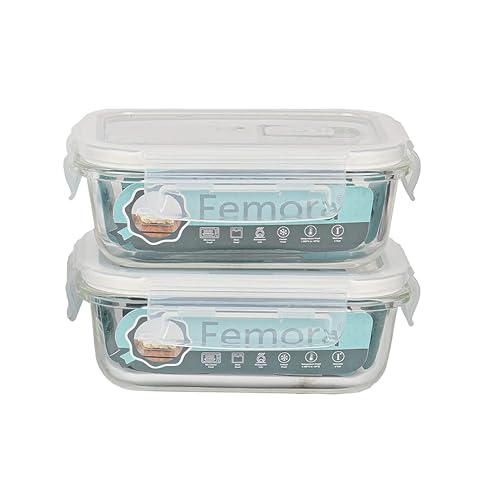 Borosilicate Glass Containers for Kitchen, Storage Box for Kitchen With Air Vent Lid, Set of 2 - 400 ml Each