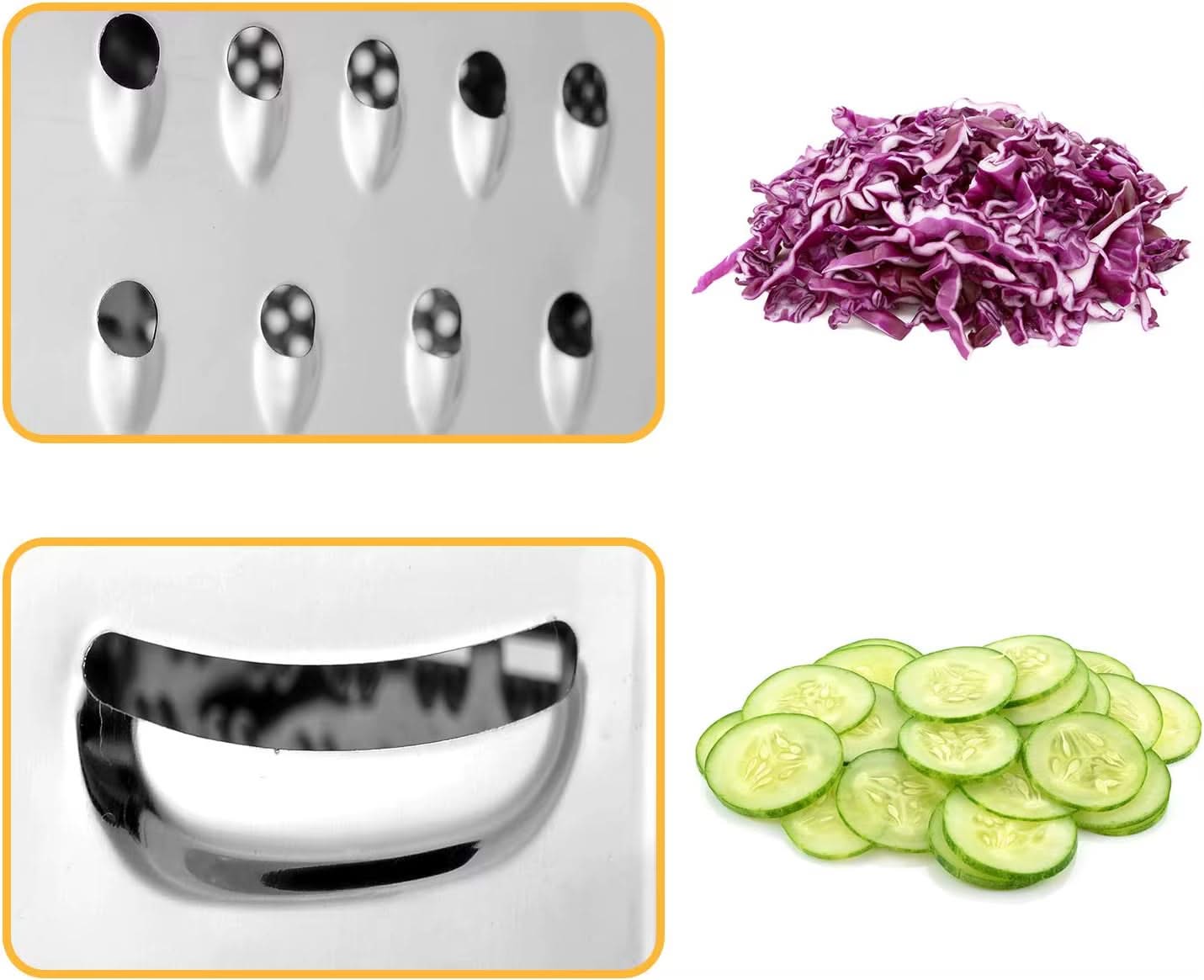 6-in-1 Stainless Steel Box Grater with Handle – Multipurpose All-in-One Shredder for Cheese, Vegetables, and More, Ideal for Grating, Slicing, and Zesting (Available in 25x12cm and 22x10cm Sizes)