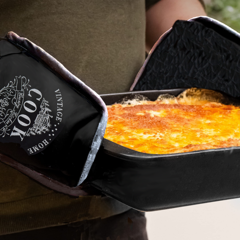 Black Cotton Double Oven Glove