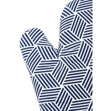 White and Blue Graphic Single Oven Glove