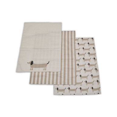 Set of 3 Sausage Dog Tea Towels
