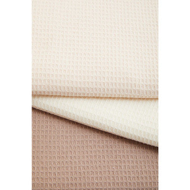 Set of 3 Cream White and Brown Waffle Tea Towels