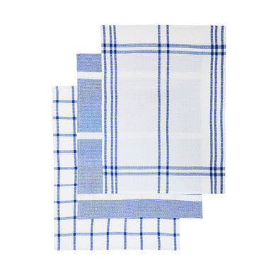 Set of 3 Blue and White Waffle Tea Towels