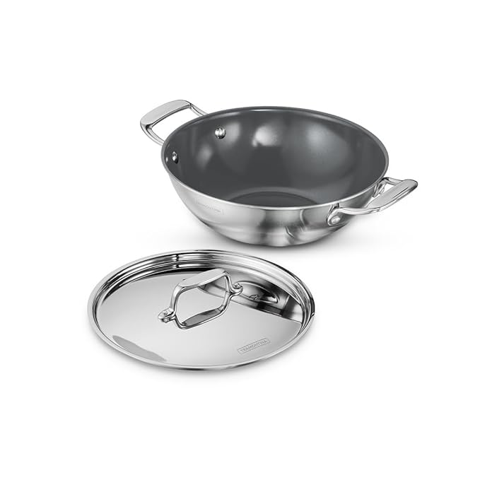 Healthy Triply Ceramic 24 cm/2.6L Kadai with SS 304 lid