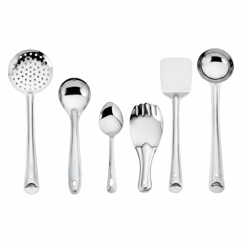 Stainless Steel Kitchen Tools Serving Spoon and Rice Spoon - Set of 6