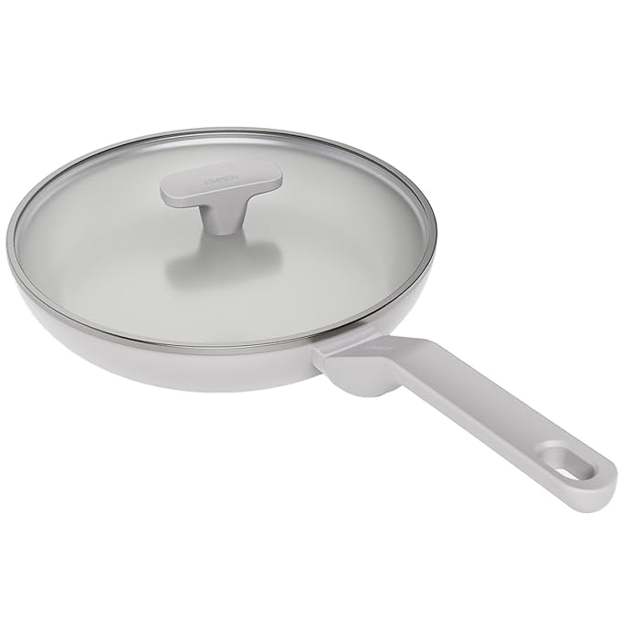 Ceramic Non-stick Egg Pan 20 cm, Glass Lid, Matching Handle,, Grey