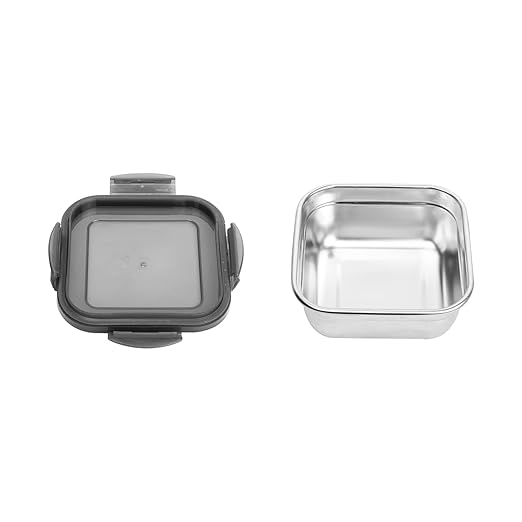 High Steel Square Container Airtight Leakproof Unbreakable Storage Container/ Lunch Box, 350 ml, 850 ml